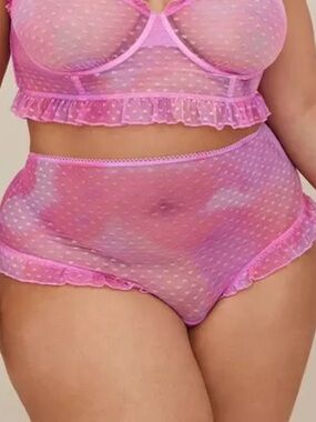 Torrid Heart Mesh Ruffle High-Rise Thong Panty 2X